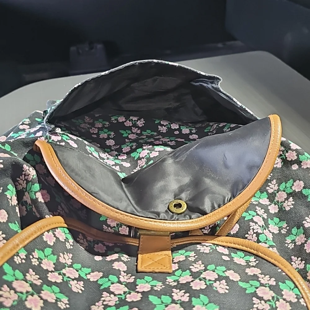 Brooklyn Bound Purple Black‎ Brown Green Mini Floral Backpack 2015 Edition EUC